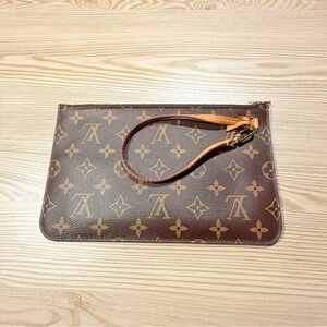Louis Vuitton Neverfull MM Monogram Leather Canvas Pochette Clutch Made in USA